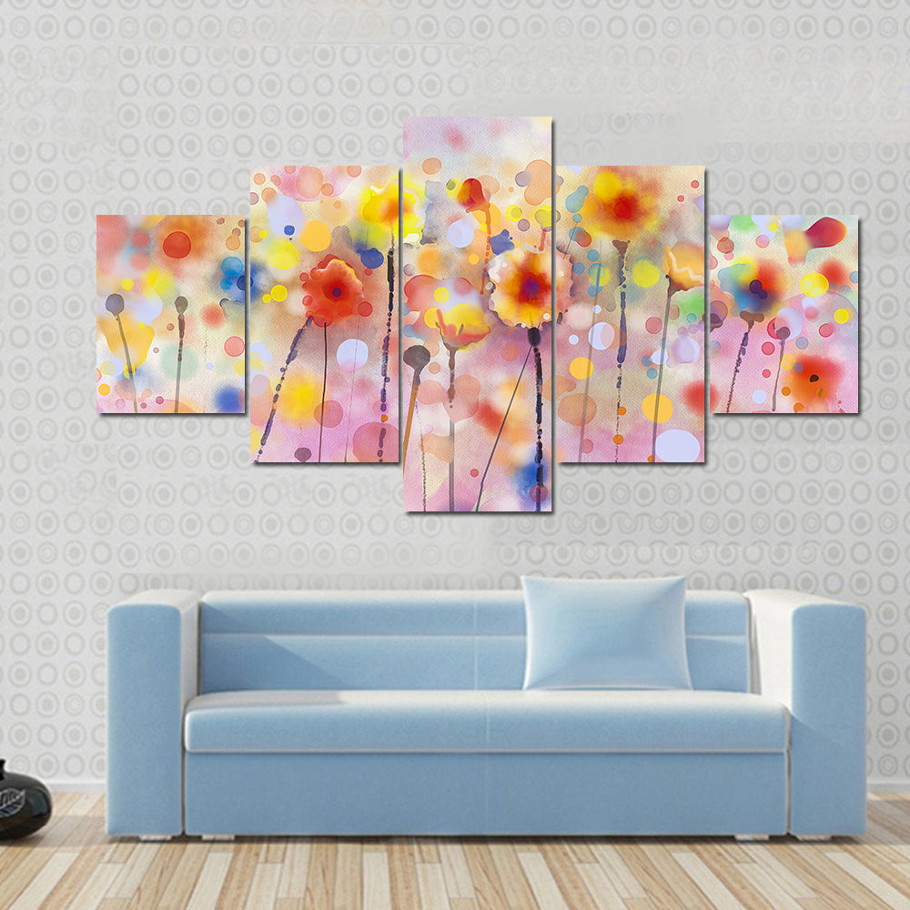 Floral Watercolor Abstract Canvas Wall Art