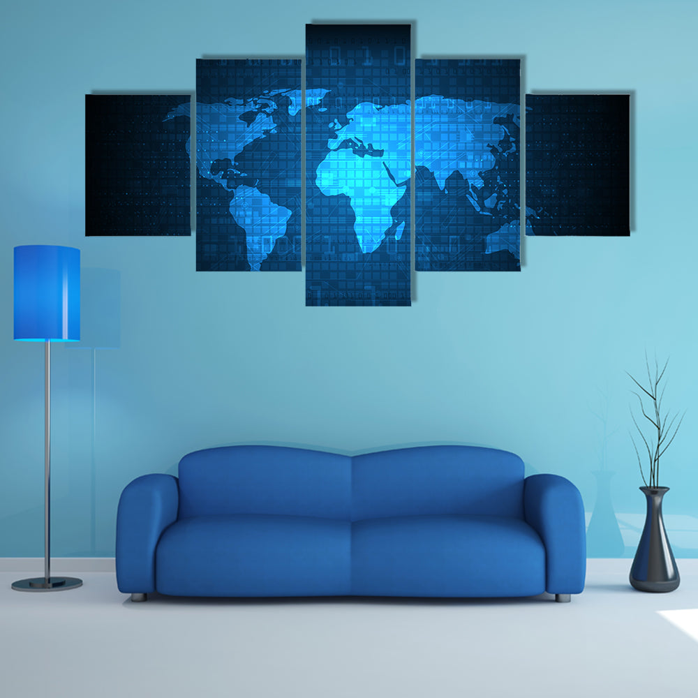 Digital Globe World Map Canvas Wall Art