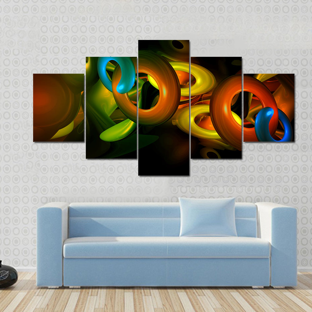 3D Colorful Shapes Abstract Canvas Wall Art