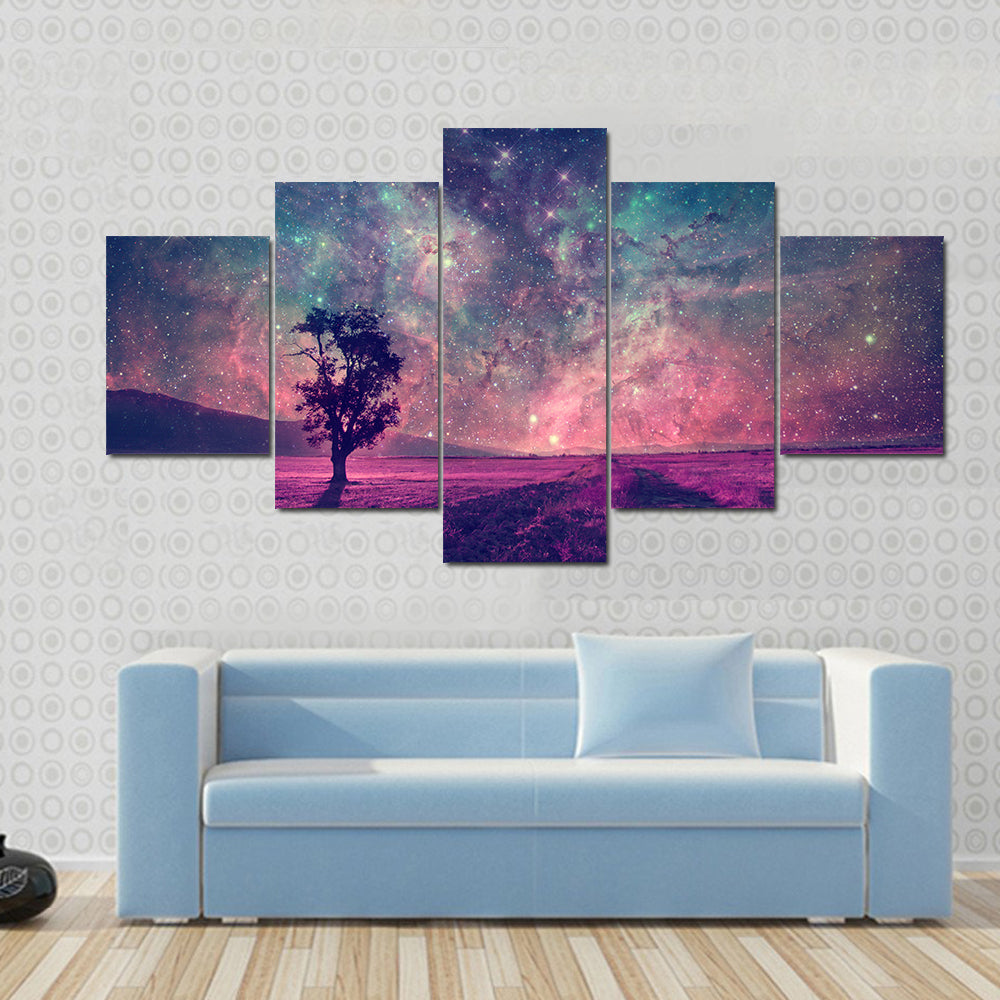 Alien Planet Nebula Silhouette Canvas Wall Art