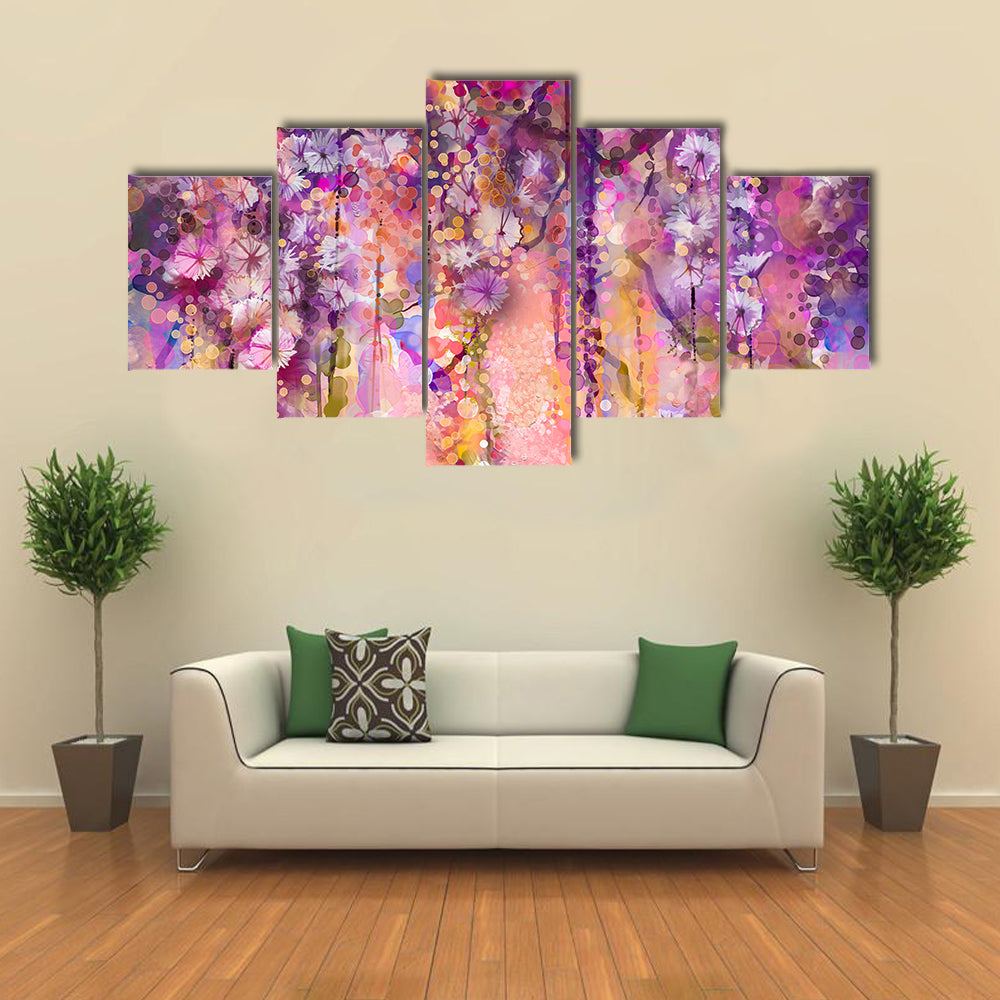 Wisteria Blossoms in Purple and Pink Canvas Wall Art