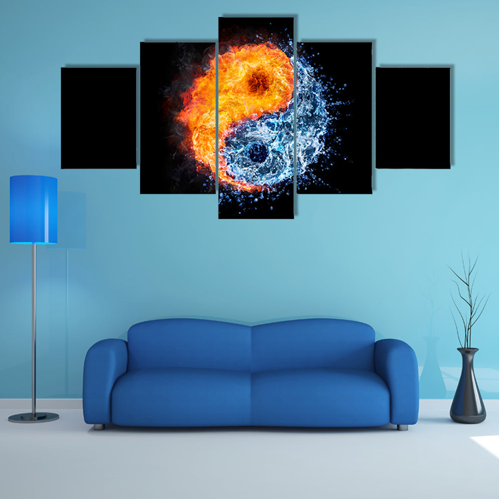 Fire And Water Tao Symbol Canvas Wall Art