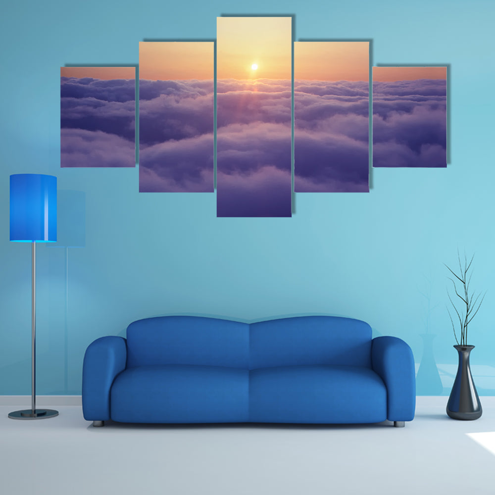 Sunset Above The Clouds Canvas Wall Art