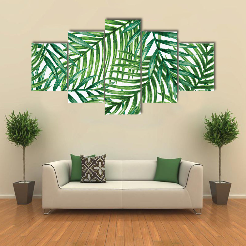 Watercolor Tropical Palm Leaves Canvas Wall Art