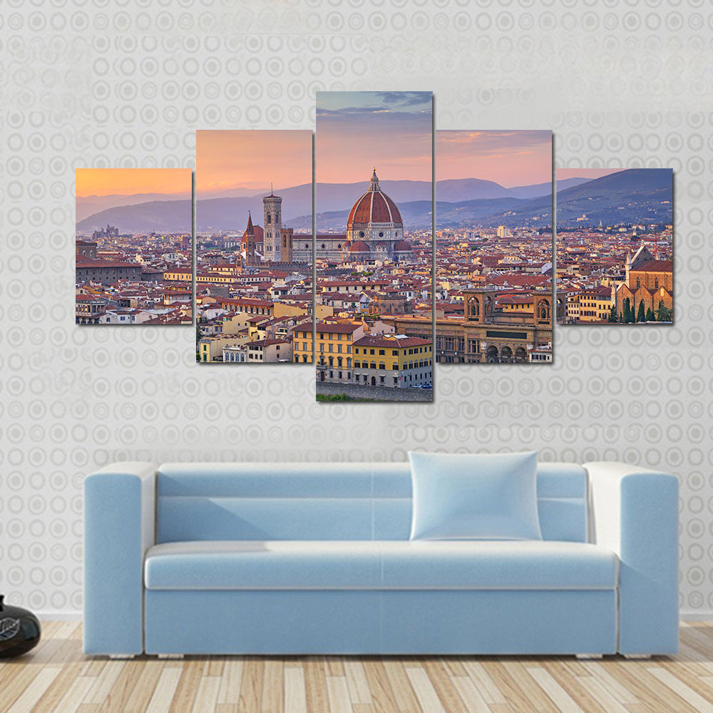 Florence City At Sunset Canvas Wall Art