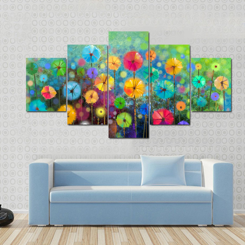 Watercolor Flowers Abstract Canvas Wall Art
