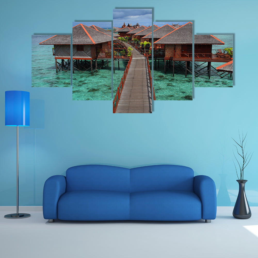 Mabul Island Overwater Bungalows Canvas Wall Art