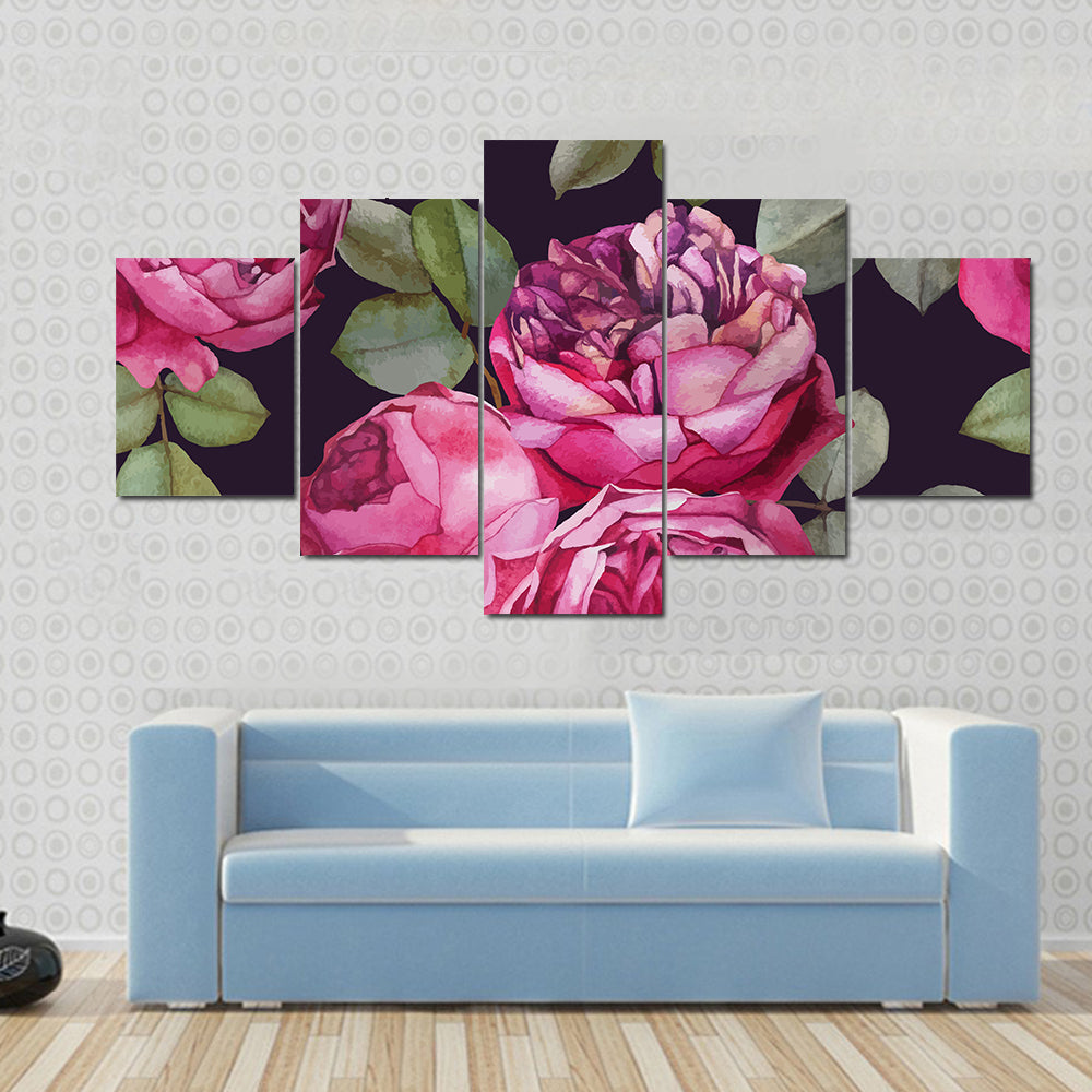 Pink Roses Bouquet Canvas Wall Art