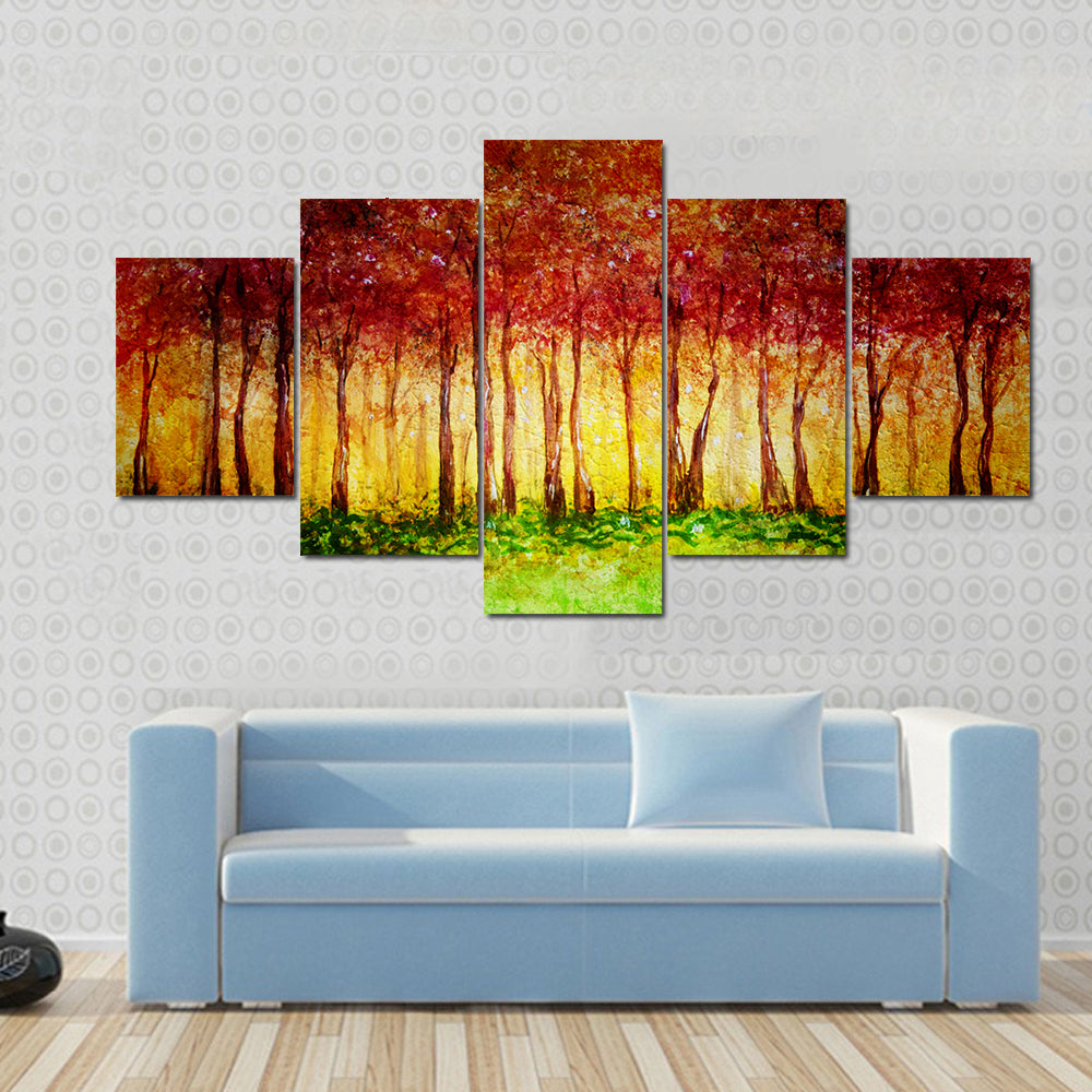 Forest In Fall Canvas Wall Art