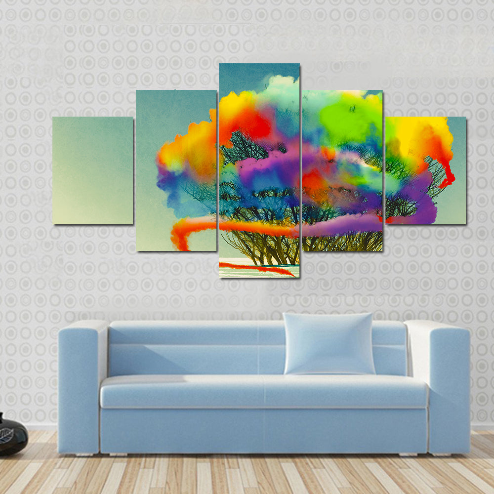 Colorful Smoke Flare Illustration Canvas Wall Art