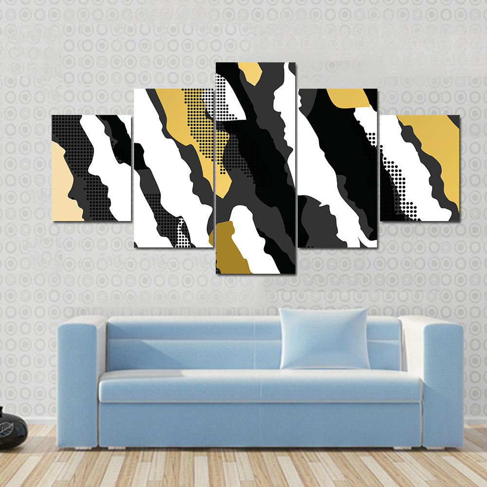 Golden Abstract Camouflage Pattern Canvas Wall Art