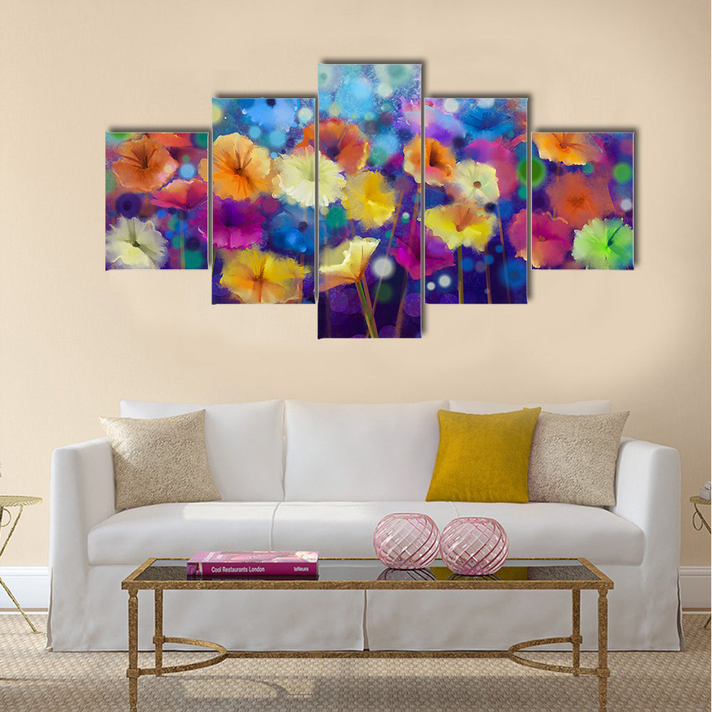 Colorful Watercolor Floral Meadow Canvas Wall Art