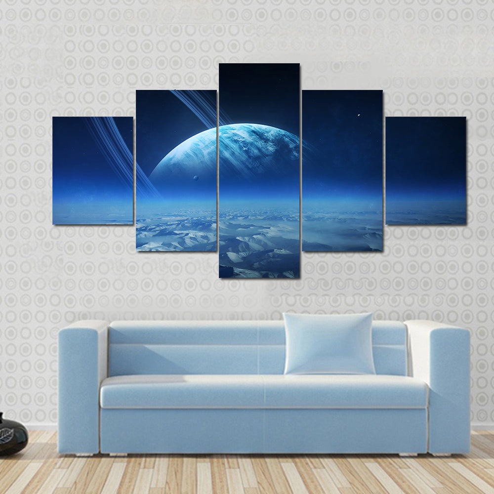 View of Uranus from Titania Canvas Wall Art
