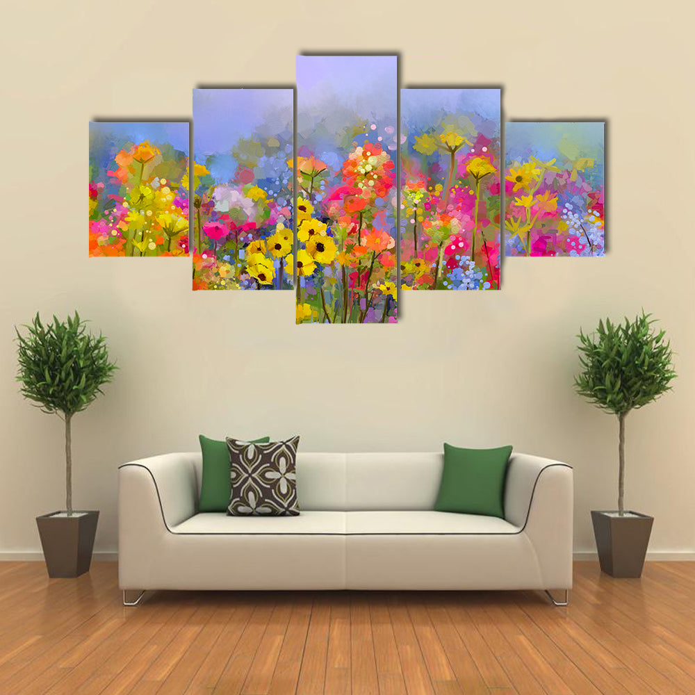 Multicolor Spring Flowers Canvas Wall Art