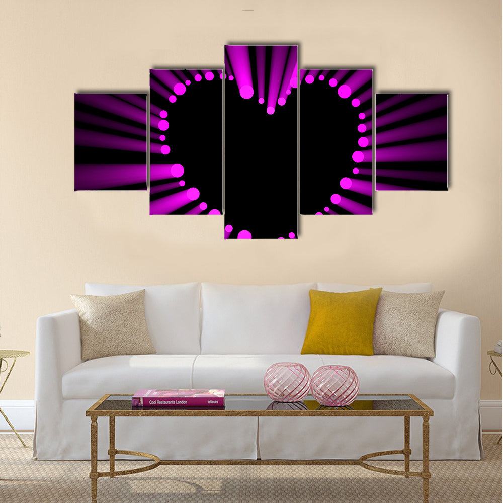 Magenta Heart with Radial Light Rays Canvas Wall Art
