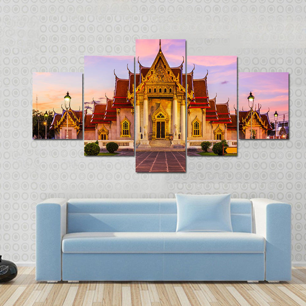 The Marble Temple In Thailand Canvas Wall Art