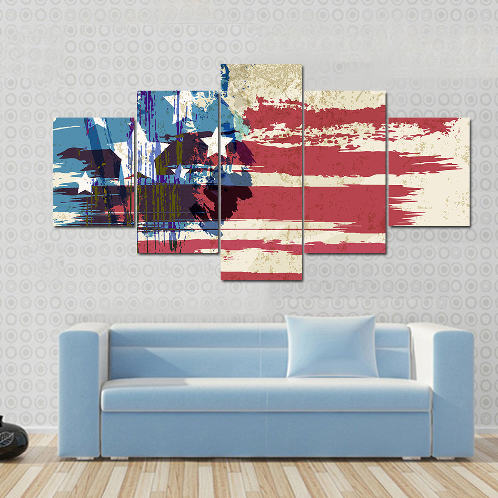 Grunge American Flag Canvas Wall Art