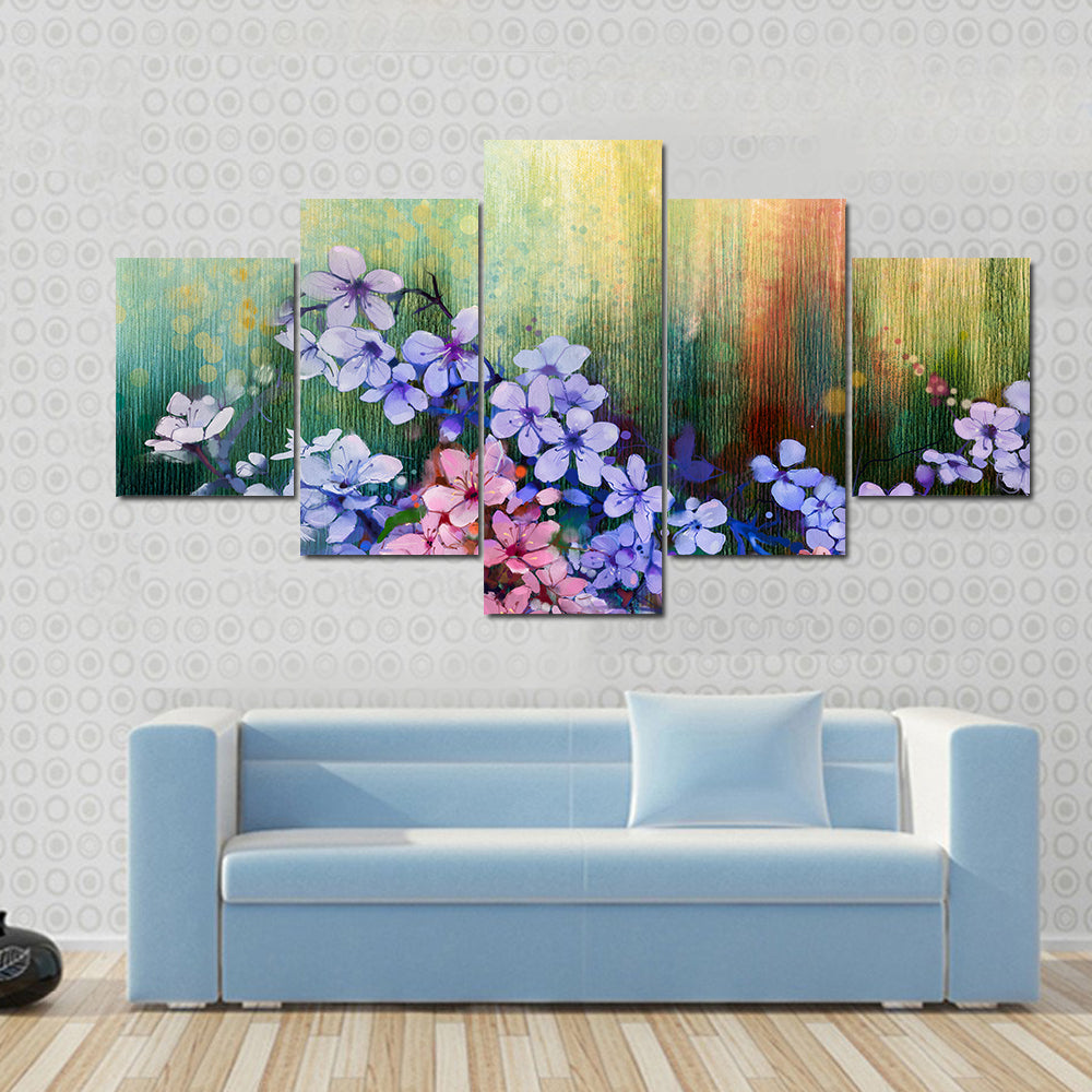 Abstract Cherry Blossoms in Purple Canvas Wall Art