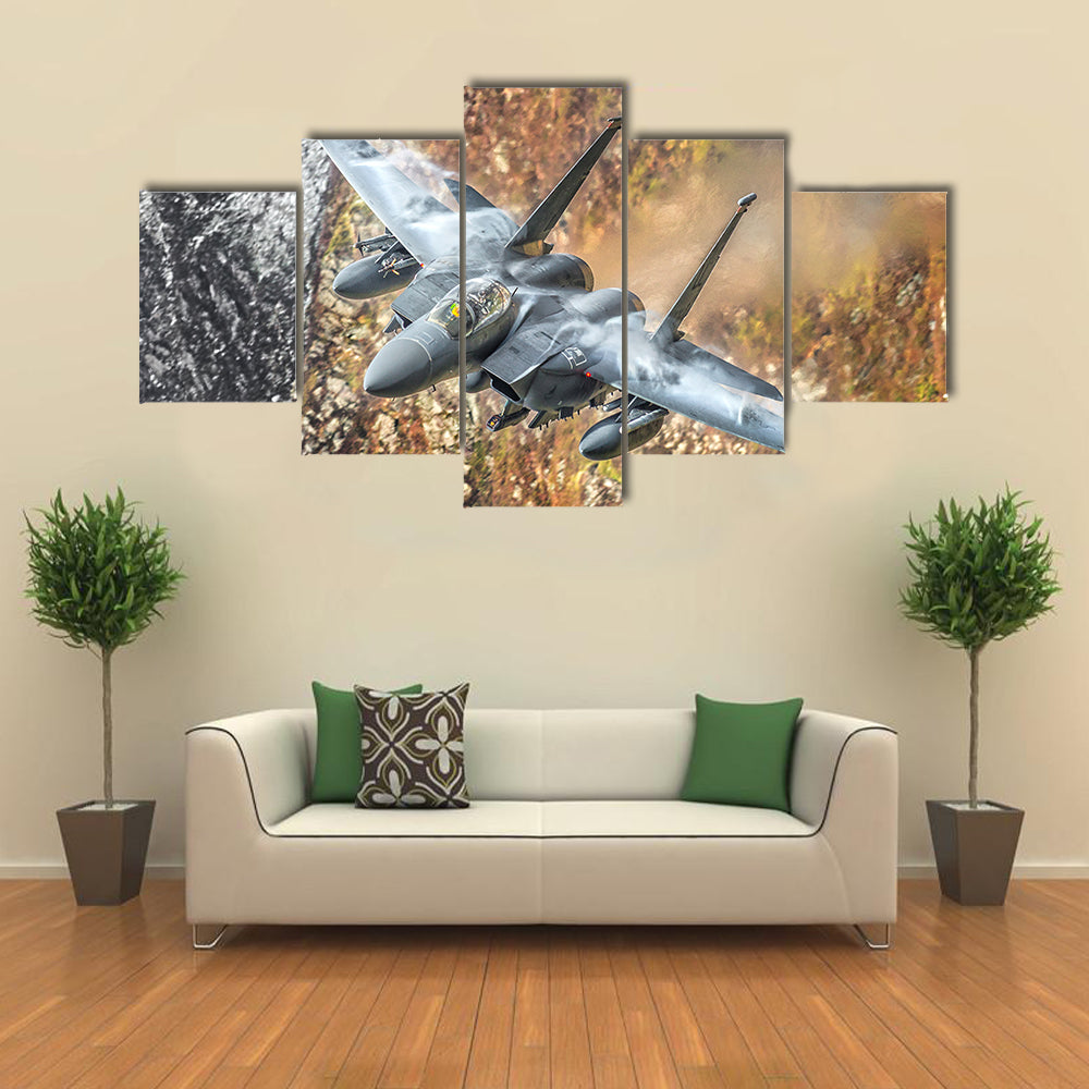F-15 Fighter Jet Canyon Run Canvas Wall Art