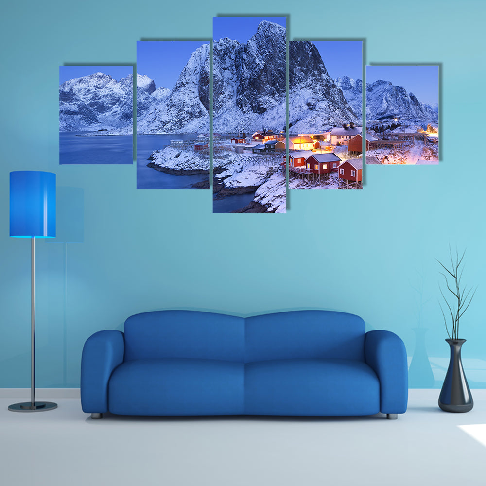 Norwegian Fisherman's Cabins In Lofoten Canvas Wall Art