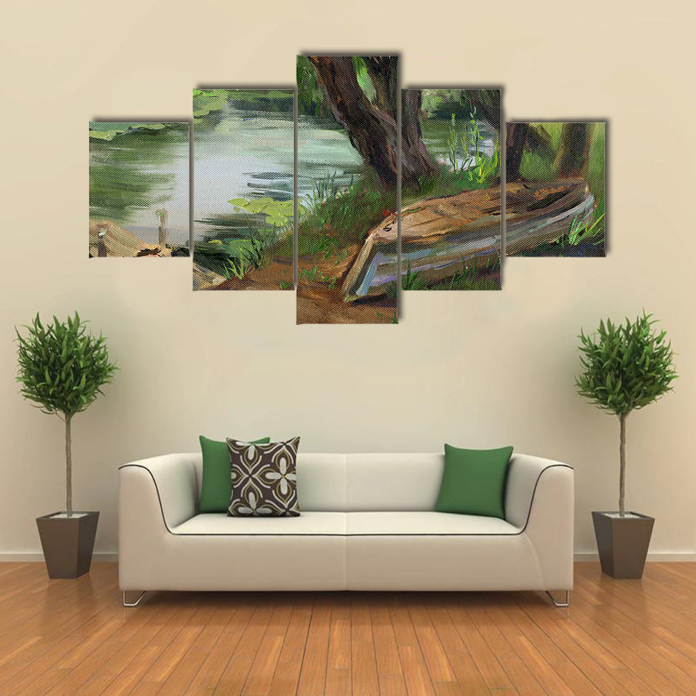 Willow Trees By The Water Canvas Wall Art
