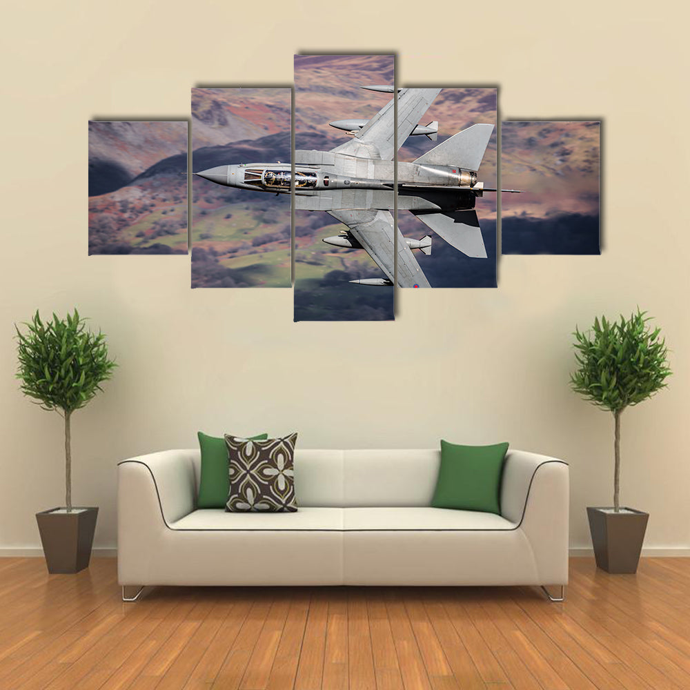 Panavia Tornado Over Mountainous Terrain Canvas Wall Art
