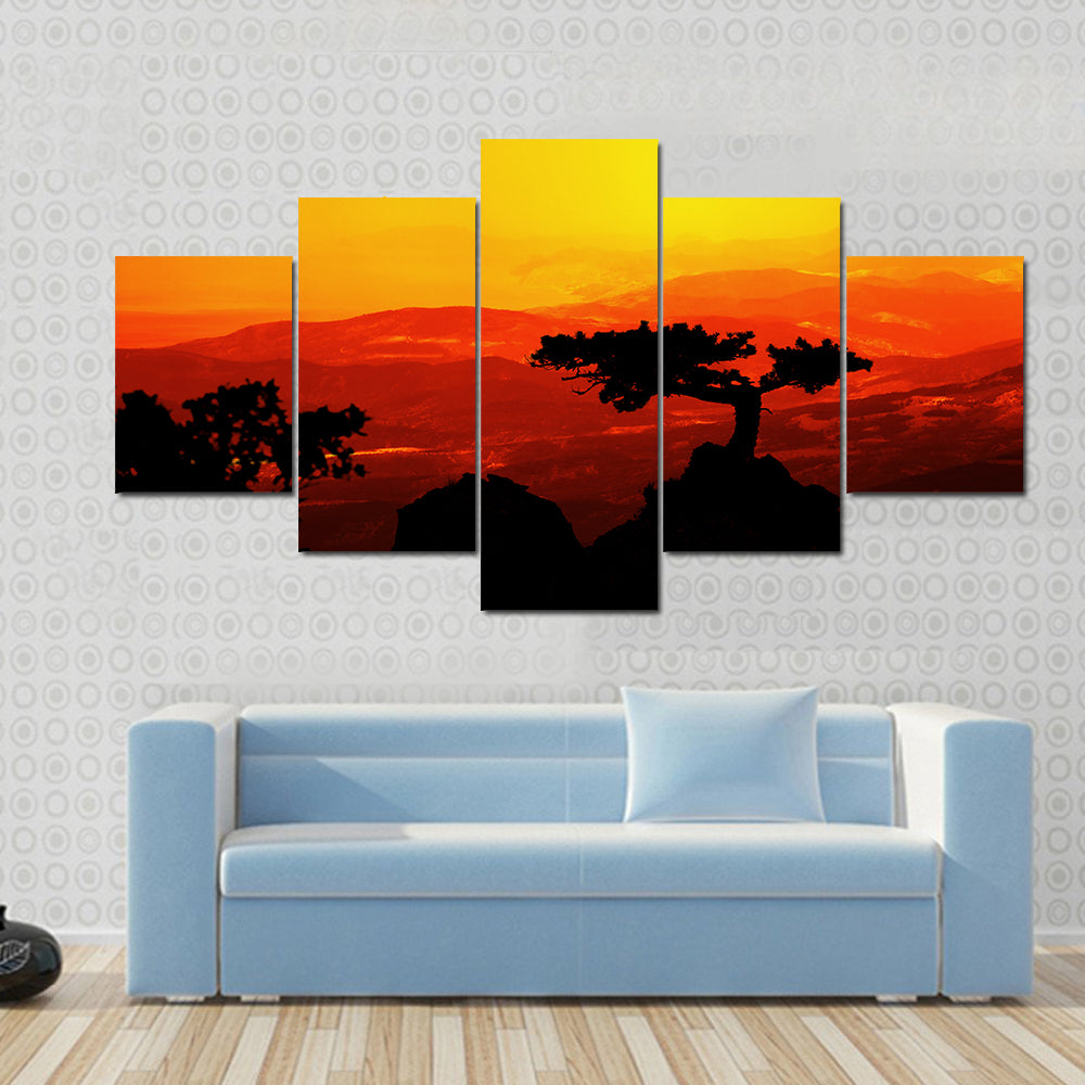 African Jungle Sunset Canvas Wall Art
