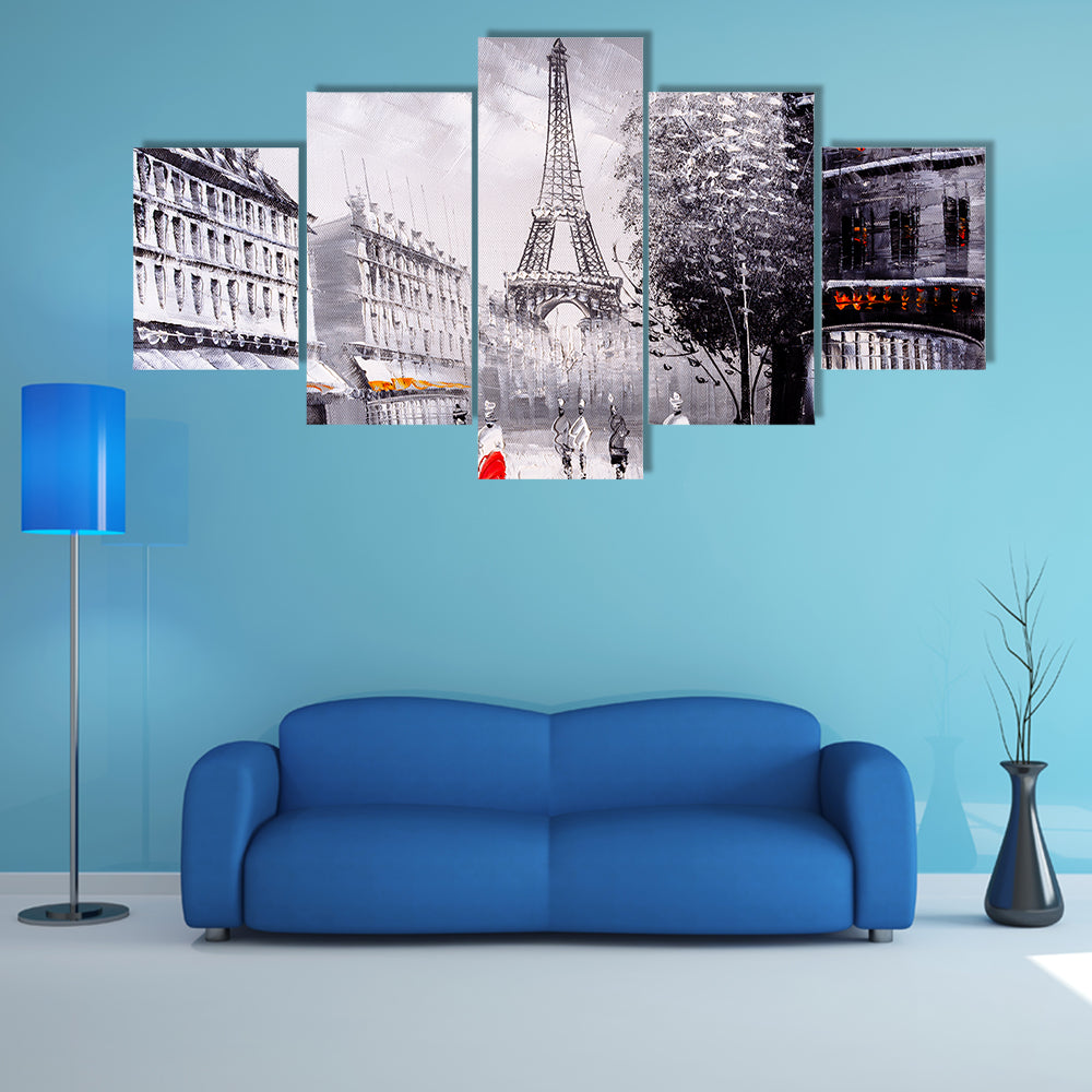 Street View Of Paris Canvas Wall Art