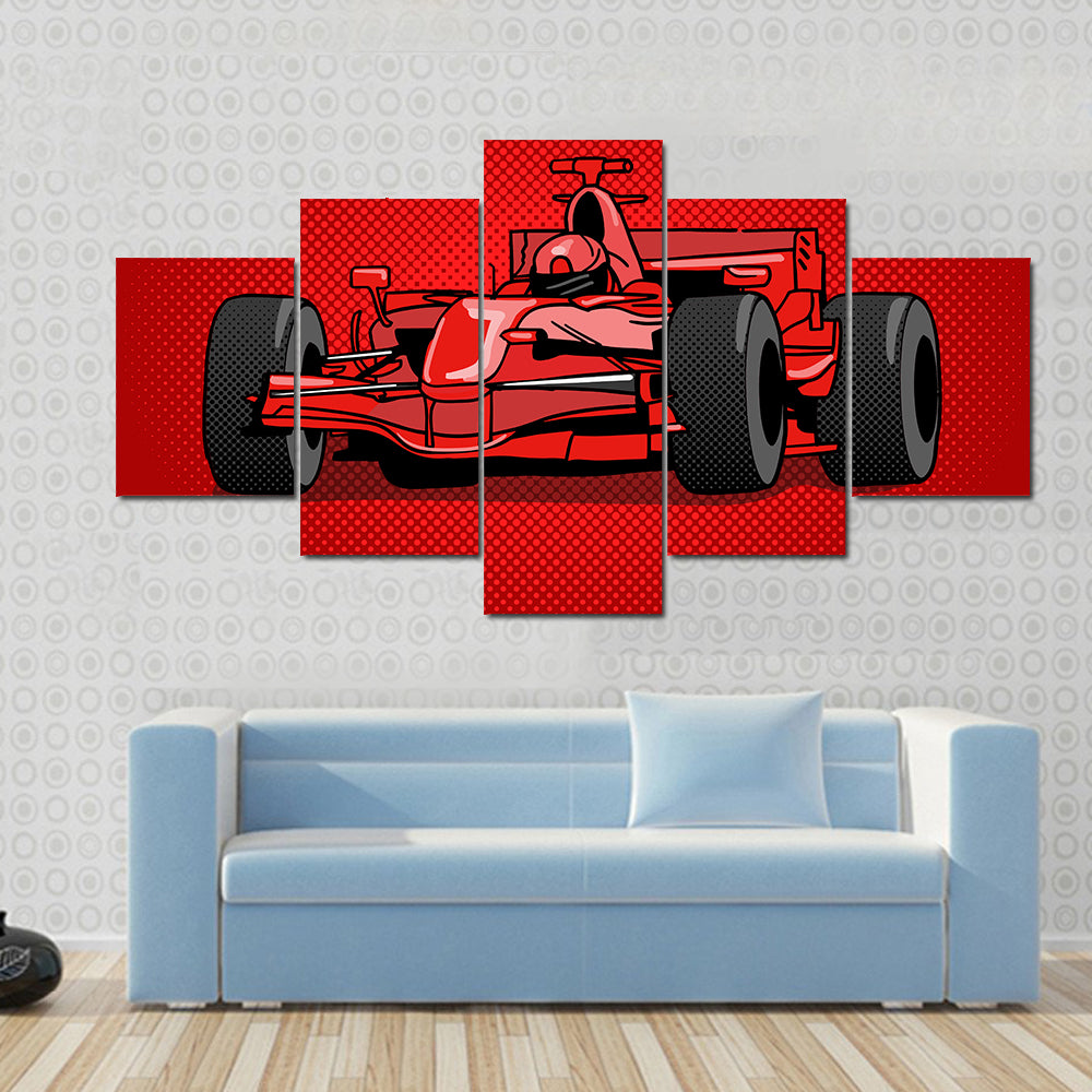 Red Pop Racing Car Canvas Wall Art