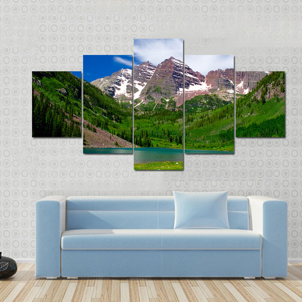 Maroon Bells Alpine Lake and Mountain Peaks Canvas Wall Art