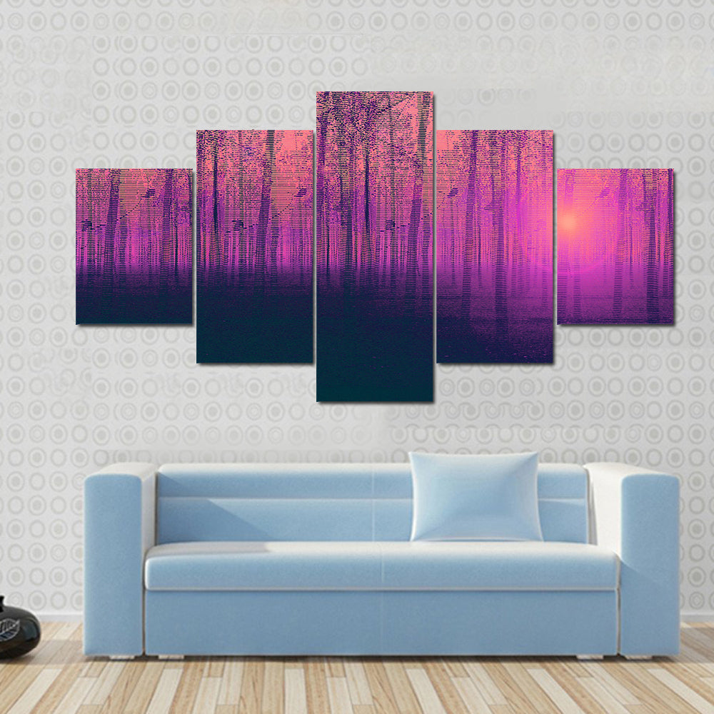 Foggy Poplar Trees Canvas Wall Art