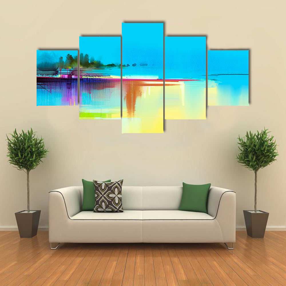 Lake In Spring Season Canvas Wall Art