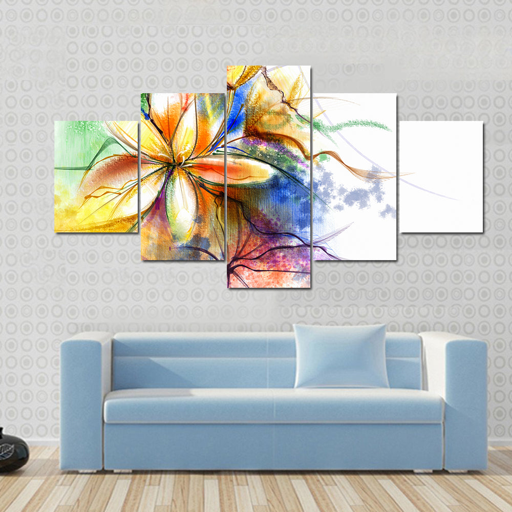 Colorful Abstract Lilies Canvas Wall Art