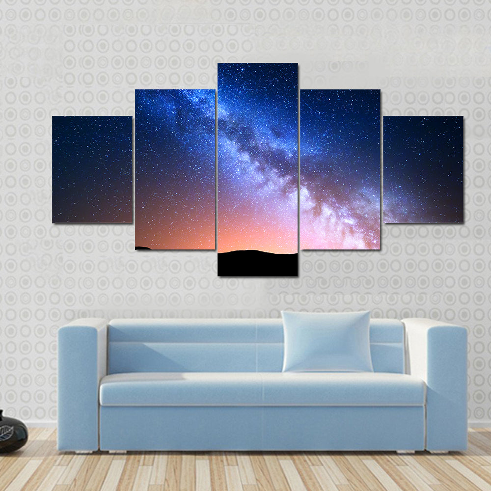 Starry Sky With Hills At Summer Canvas Wall Art