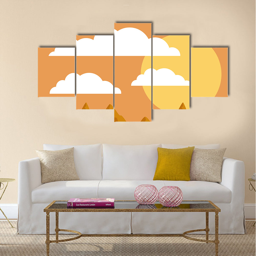 Desert Sunset Illustration Canvas Wall Art