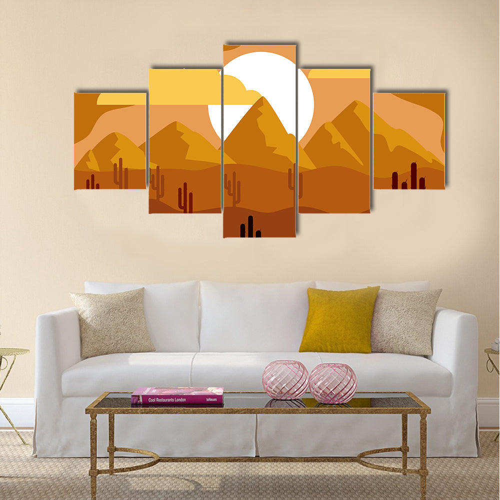 Desert Sunset with Saguaro Cacti Canvas Wall Art