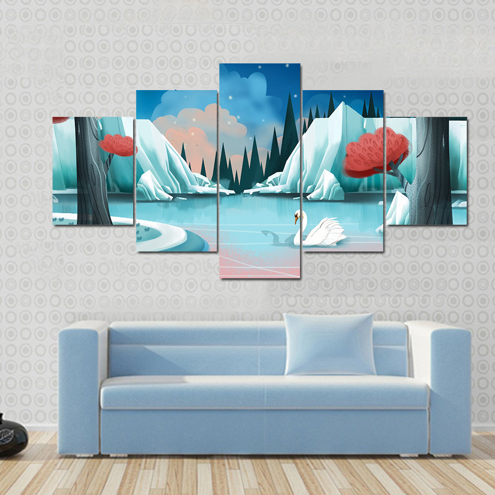 Fantasy Swan Lake Canvas Wall Art