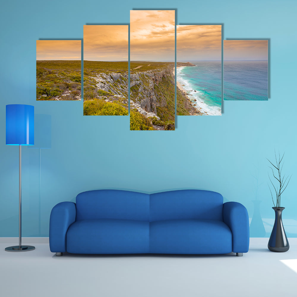 Kangaroo Island Cliffs and Turquoise Sea at Sunset Canvas Wall Art