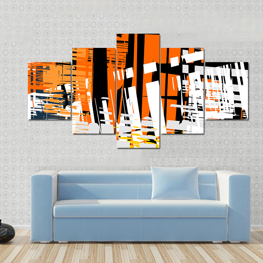 Gradient Grunge Abstract with Geometric Layers Canvas Wall Art