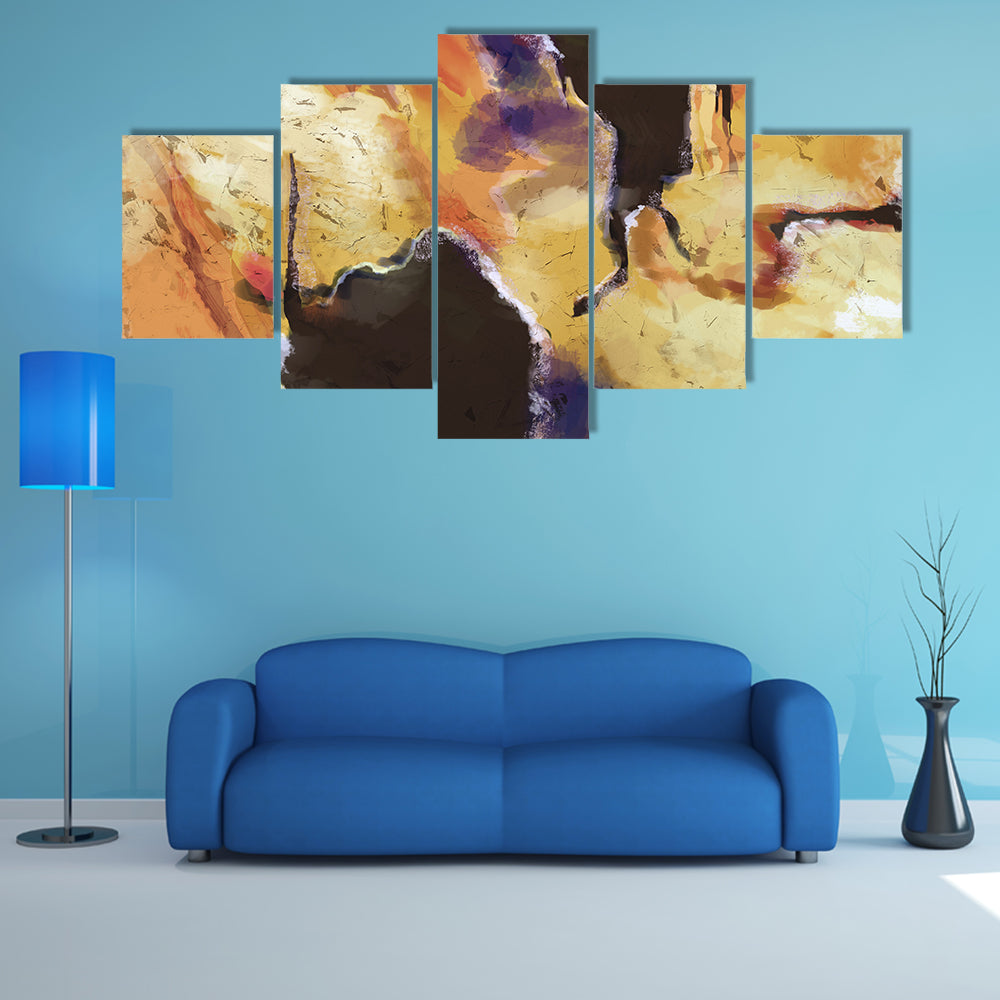 Textured Orange Abstract with Dark Central Void Canvas Wall Art