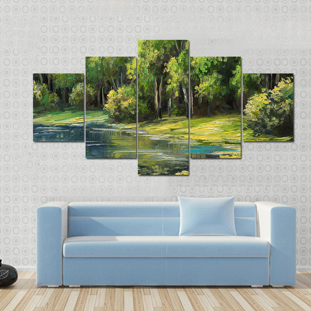 Lake In The Forest Canvas Wall Art