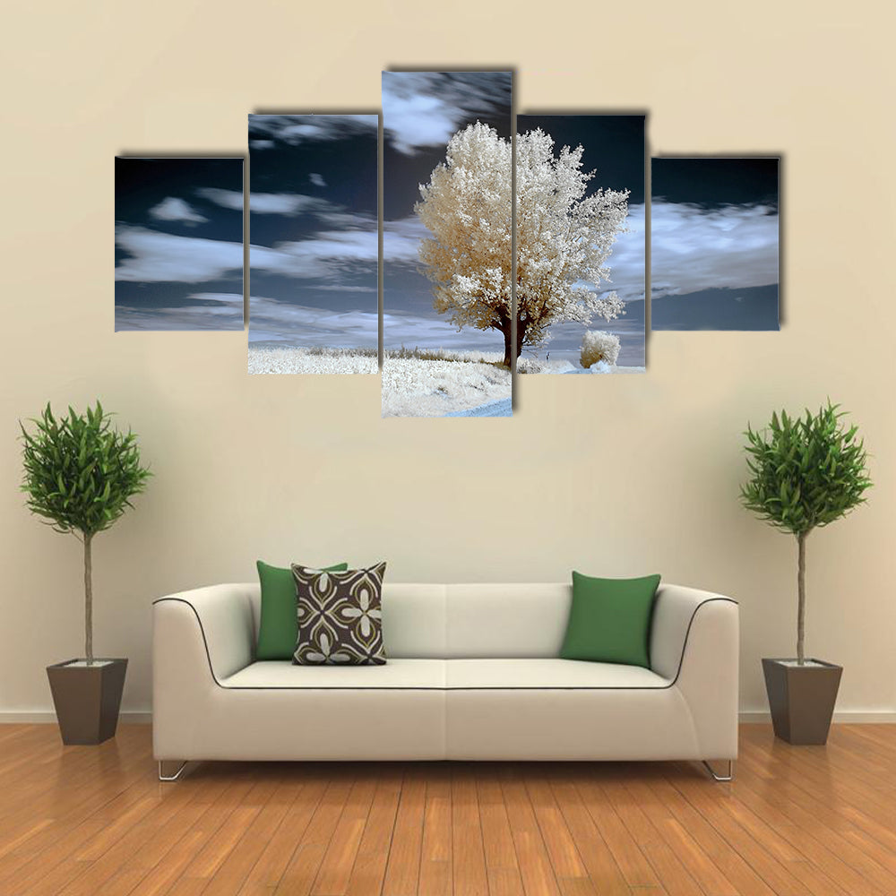 Alone Tree In Winter Canvas Wall Art