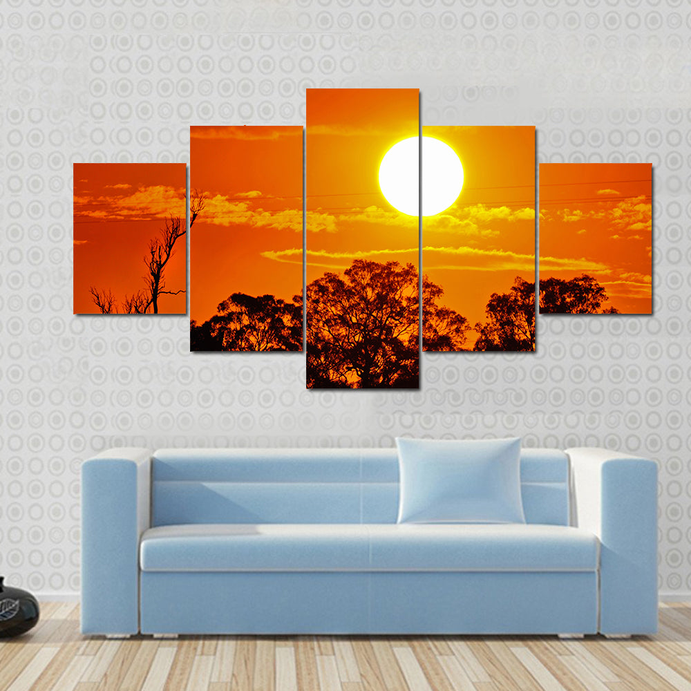 Burning Sun Over Jungle Canvas Wall Art