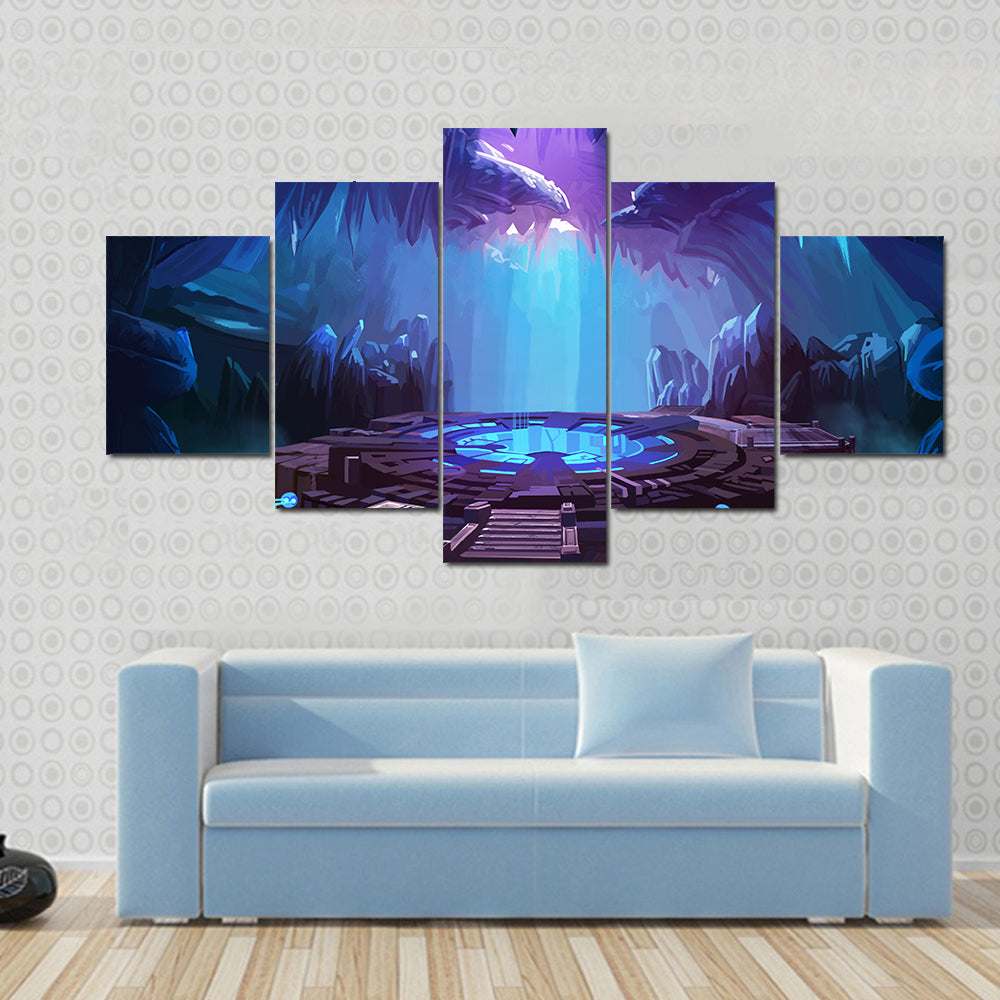 Mysterious Cavern with Glowing Platform Canvas Wall Art