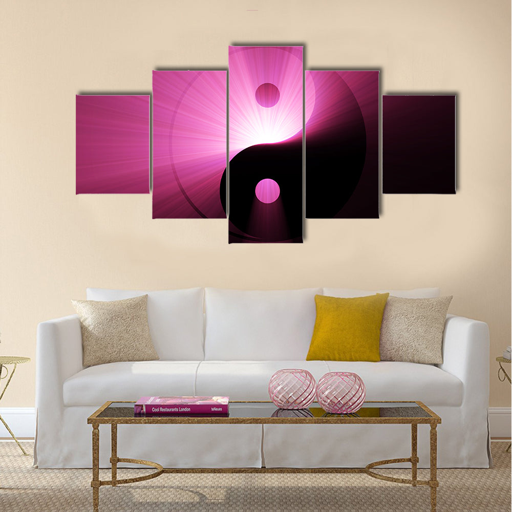 Tai Chi Yin Yang Symbol Light Flare Canvas Wall Art