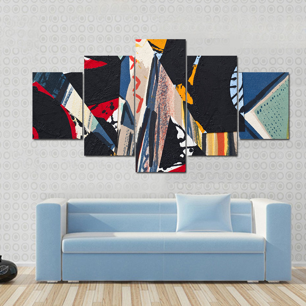 Hand Painted Paper Collage Canvas Wall Art