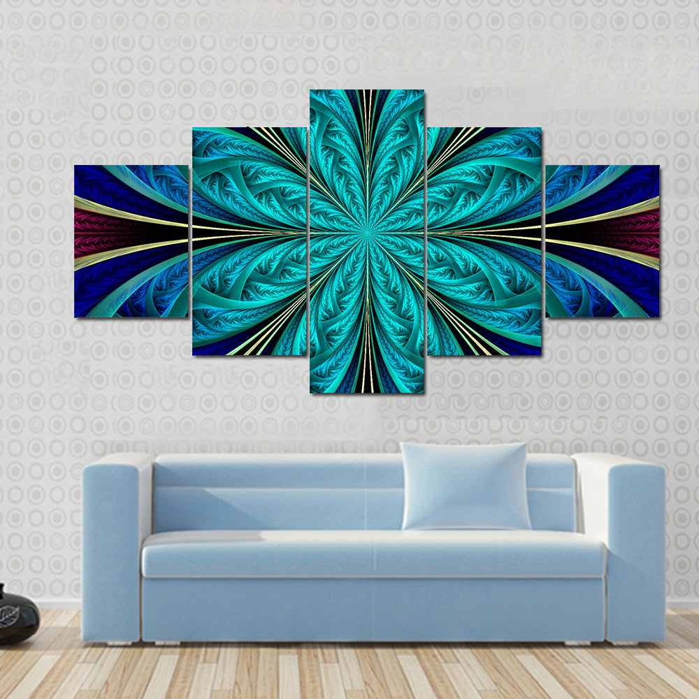 Multicolored Fractal Flower Canvas Wall Art