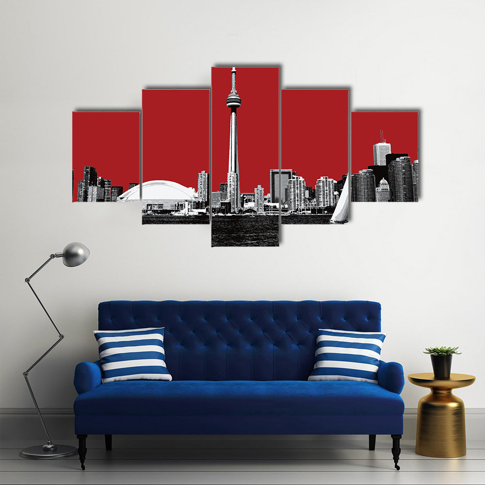 Toronto Skyline with Red Sky Canvas Wall Art