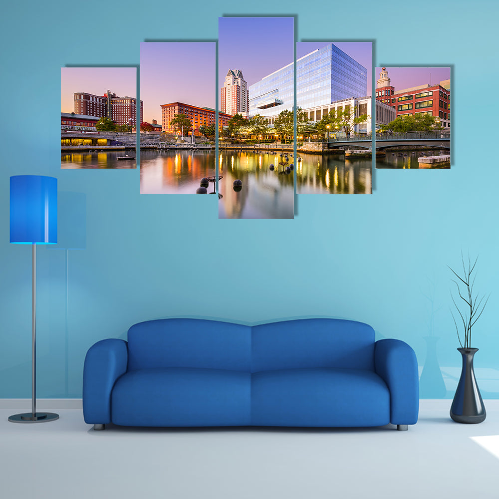 Providence Skyline at Blue Hour Canvas Wall Art