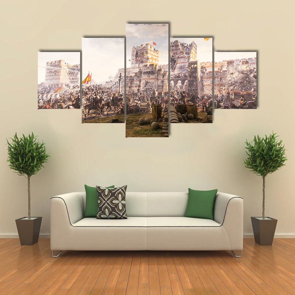 Historic Fall of Constantinople In 1453 Canvas Wall Art